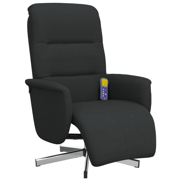 vidaXL Sill&oacute;n reclinable de masaje con reposapi&eacute;s tela negra