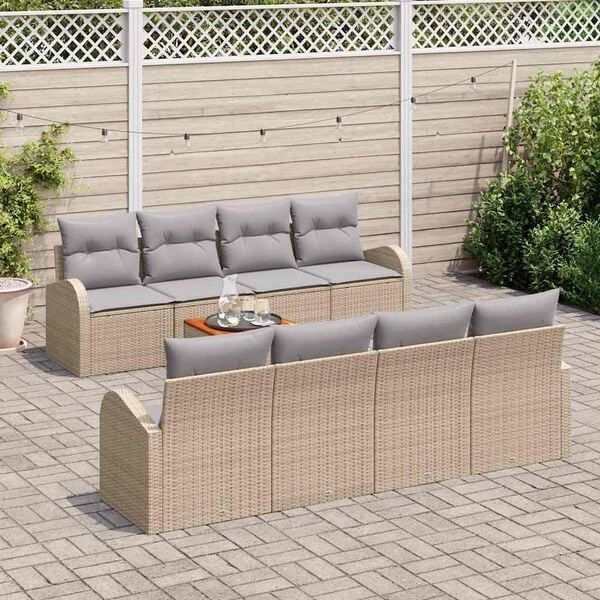 vidaXL Conjunto de sof&aacute; de jard&iacute;n 9 pcs beige y gris claro