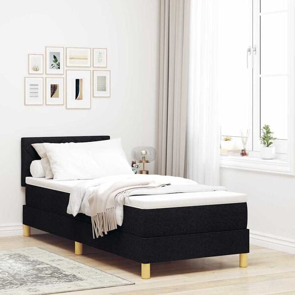 vidaXL Cama tipo Box Spring con colch&oacute;n Negro 80 x 200 cm tela