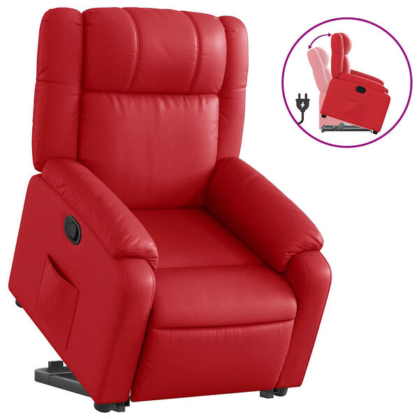vidaXL Sill&oacute;n reclinable elevable cuero artificial rojo