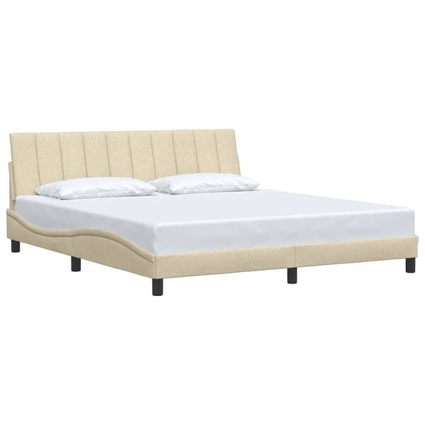 vidaXL Estructura de cama sin colch&oacute;n Hanko tela color crema 180x200 cm