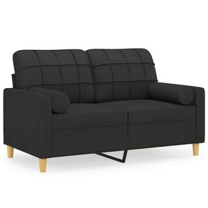 vidaXL Sof&aacute; de 2 plazas con cojines tela negro 120 cm
