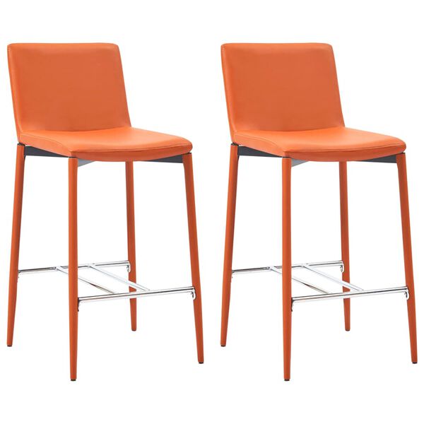 vidaXL Taburetes de cocina 2 unidades cuero sint&eacute;tico naranja