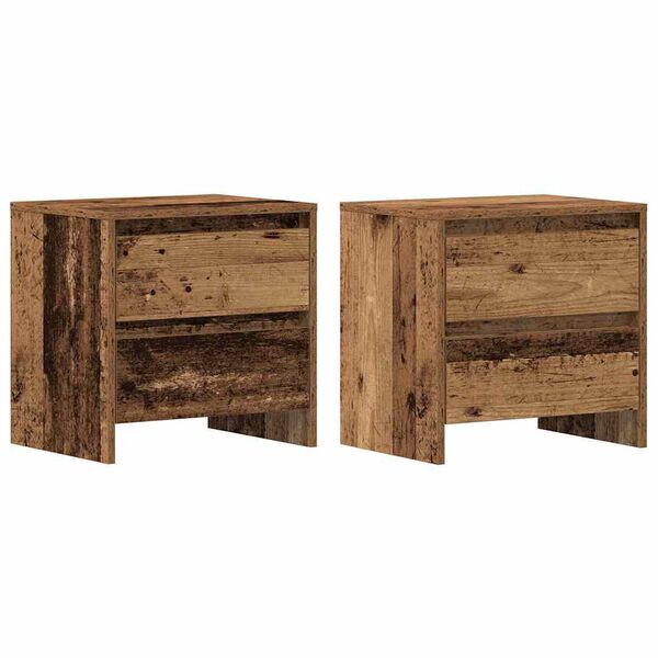 vidaXL Armario de Noche con caj&oacute;n 2 pcs Madera vieja 45 x 34 x 44,5 cm