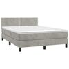 vidaXL Cama box spring colch&oacute;n y LED terciopelo gris claro 140x200 cm