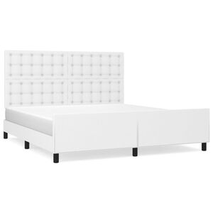 vidaXL Estructura de cama sin colch&oacute;n cuero sint&eacute;tico blanco 160x200cm