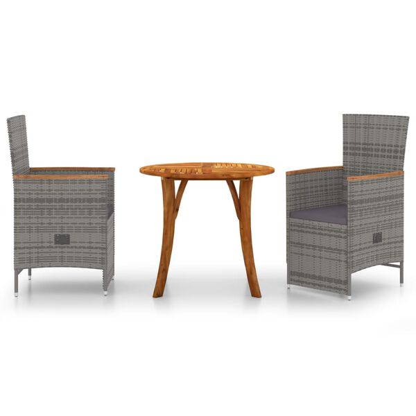 vidaXL Juego de comedor de jard&iacute;n de 3 piezas gris