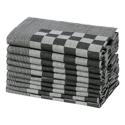 vidaXL Paños de cocina 10 uds algodón negro y blanco 50x70 cm