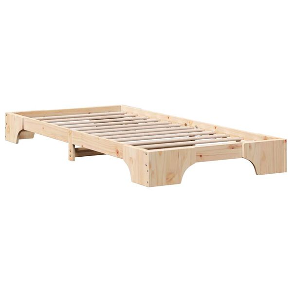 vidaXL Estructura de cama Natural 75 x 190 cm Madera de pino macizo