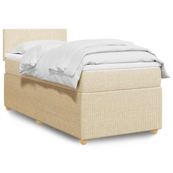 vidaXL Cama box spring con colch&oacute;n tela color crema 80x200 cm