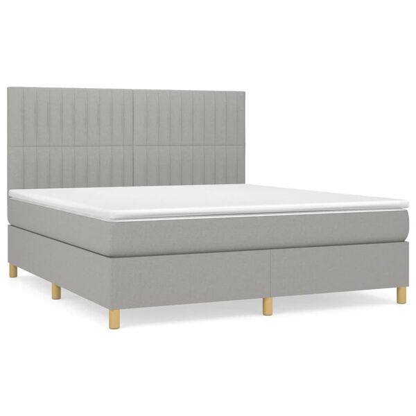 vidaXL Cama box spring con colch&oacute;n tela gris claro 160x200 cm