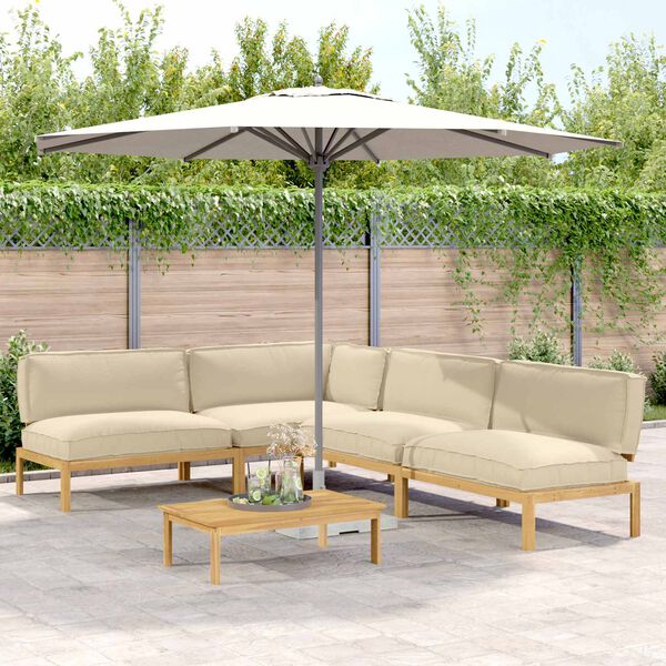 vidaXL Juego de Sof&aacute; con coj&iacute;n 5 pcs Beige Madera de Acacia S&oacute;lida