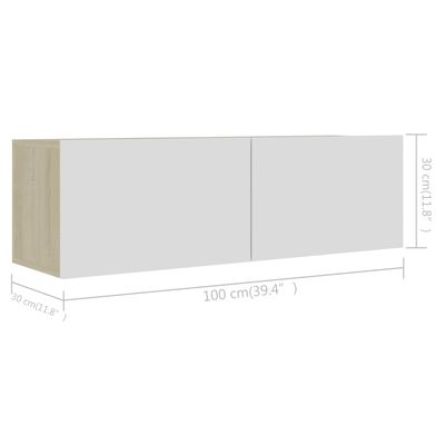 vidaXL Muebles de TV 4 pzas aglomerado blanco y roble Sonoma