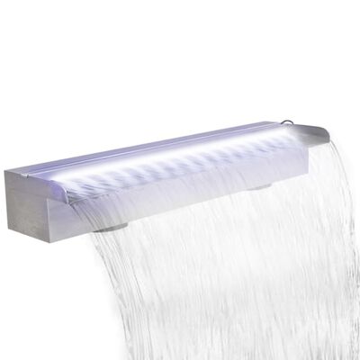 Fuente cascada rectangular LED para piscina acero inoxidable 60 cm