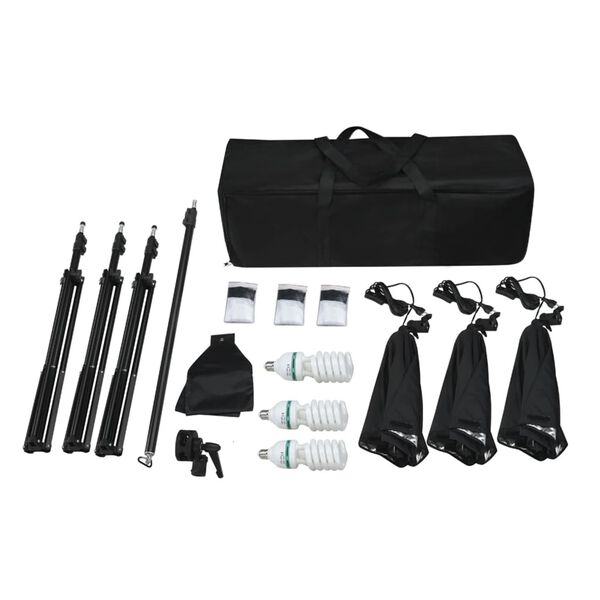 vidaXL Kit de estudio fotogr&aacute;fico con focos softbox y tel&oacute;n de fondo