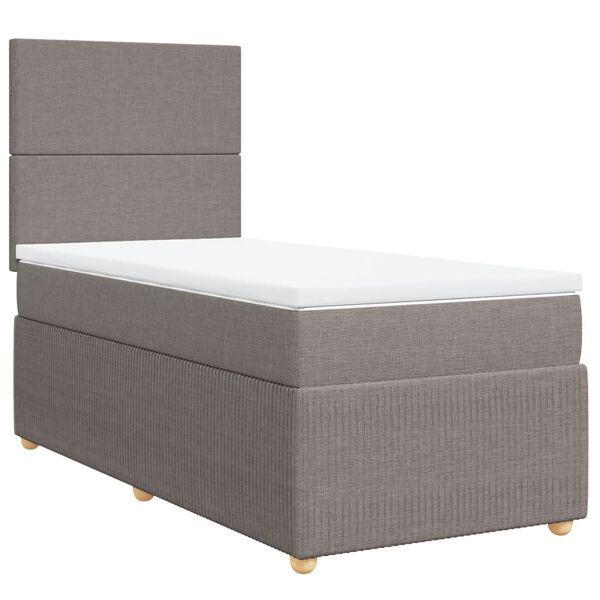 vidaXL Cama box spring con colch&oacute;n tela gris taupe 90x200 cm