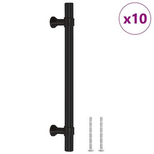 vidaXL Tiradores para armarios 10 uds acero inoxidable negro 128 mm