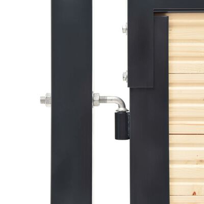 vidaXL Puerta de valla de acero y madera de abeto 107x150cm