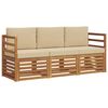 vidaXL Juegos de sof&aacute;s 3 uds. Natural y Beige Madera de Acacia S&oacute;lida