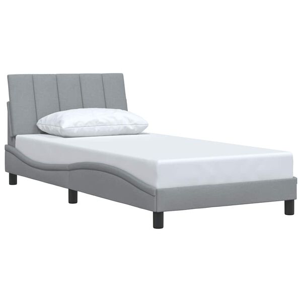 vidaXL Estructura de cama sin colch&oacute;n Hanko tela gris claro 90x200 cm
