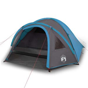 vidaXL Tienda de campa&ntilde;a igl&uacute; para 4 personas impermeable azul