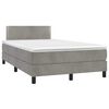 vidaXL Cama box spring colch&oacute;n y LED terciopelo gris claro 120x190 cm
