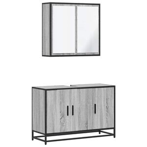 vidaXL Set de muebles de ba&ntilde;o 2 pzas madera contrachapada gris sonoma