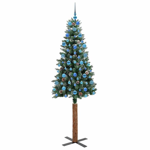 vidaXL Árbol de Navidad Delgado con 300 LED con soporte Verde y 210 cm