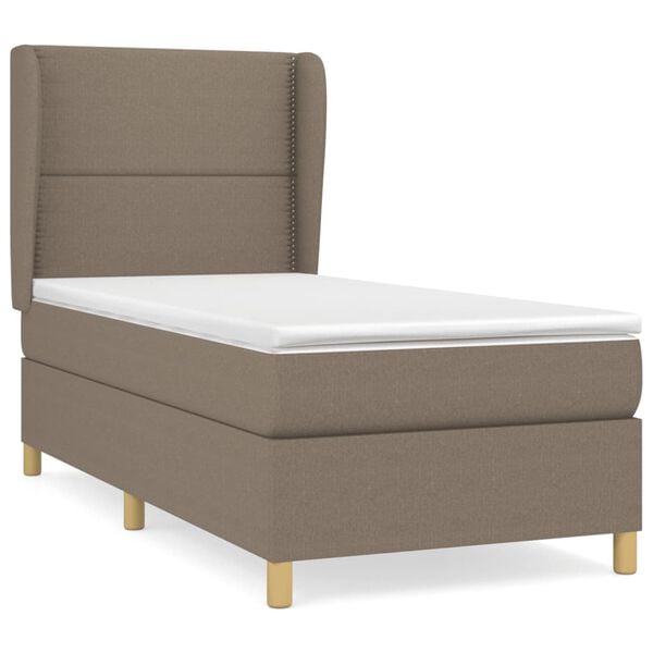 vidaXL Cama box spring con colch&oacute;n tela gris taupe 90x200 cm