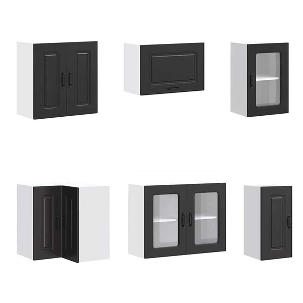 vidaXL Mueble de cocina Kalmar negra 11 piezas madera contrachapada