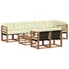 vidaXL Conjunto de sof&aacute;s de exterior con coj&iacute;n 9 pcs Natural y Crema