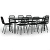 vidaXL Juego de comedor de jard&iacute;n 9 piezas rat&aacute;n sint&eacute;tico negro