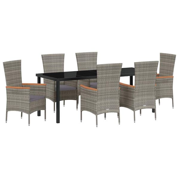 vidaXL Conjunto de Comedor de Jard&iacute;n con coj&iacute;n 7 pcs Gris
