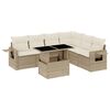 vidaXL Set sof&aacute;s de jard&iacute;n 7 piezas y cojines rat&aacute;n sint&eacute;tico beige