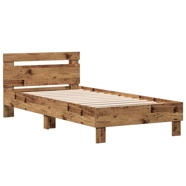 vidaXL Estructura de cama con cabecera Madera vieja 203 x 95 x 70 cm