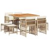 vidaXL Set comedor de jard&iacute;n 9 pzas con cojines rat&aacute;n sint&eacute;tico beige