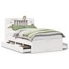 vidaXL Cama con estanter&iacute;a sin colch&oacute;n madera maciza blanca 135x190 cm