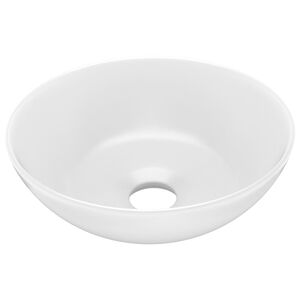 vidaXL Lavabo de cuarto de ba&ntilde;o redondo cer&aacute;mica blanco mate
