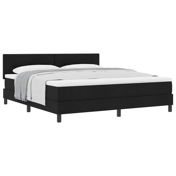 vidaXL Cama tipo Box Spring con colch&oacute;n Negro 180 x 200 cm tela