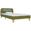 vidaXL Estructura de cama con LED sin colch&oacute;n tela verde 90x200 cm