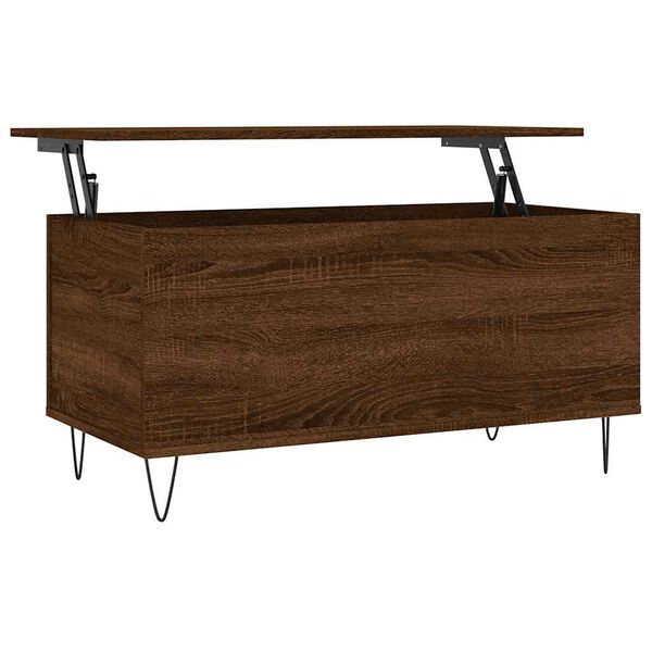 vidaXL Mesa de centro madera contrachapada roble marr&oacute;n 90x44,5x45 cm