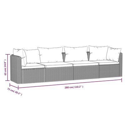 vidaXL Set de sofás de jardín 4 piezas y cojines ratán sintético negro