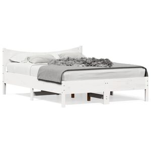vidaXL Estructura de cama sin colch&oacute;n madera de pino blanco 135x190 cm