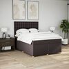 vidaXL Cama box spring con colch&oacute;n tela marr&oacute;n oscuro 140x190 cm