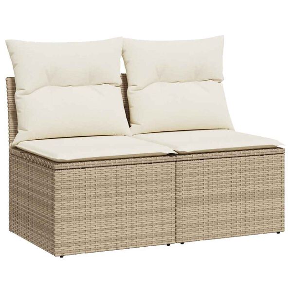 vidaXL Set sof&aacute;s jard&iacute;n y cojines 2 pzas rat&aacute;n sint&eacute;tico acacia beige