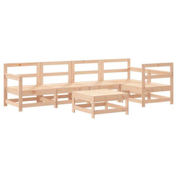 vidaXL Juego de muebles de jardín 6 piezas y cojines madera maciza