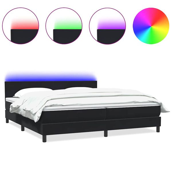 vidaXL Cama box spring con colch&oacute;n y LED terciopelo negro 180x220 cm