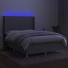 vidaXL Cama box spring colch&oacute;n y luces LED tela gris claro 140x200 cm