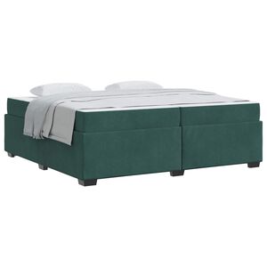 vidaXL Estructura de cama con colch&oacute;n Verde oscuro 200 x 200 cm tela