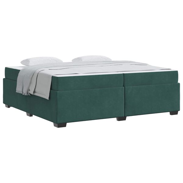 vidaXL Estructura de cama con colch&oacute;n Verde oscuro 200 x 200 cm tela